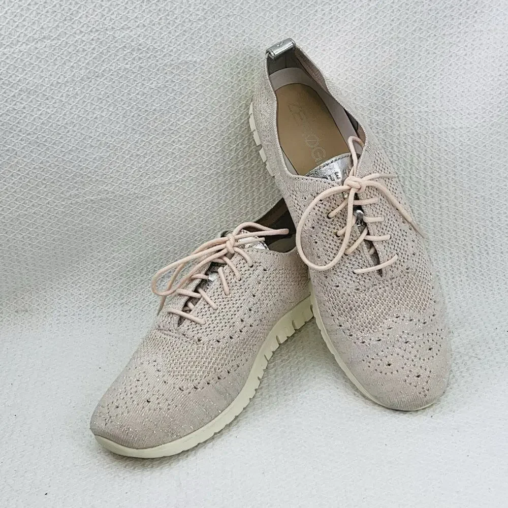 Cole Haan Womens 10.5B Zerogrand Stitchlite Sneakers Pink Metallic Knit